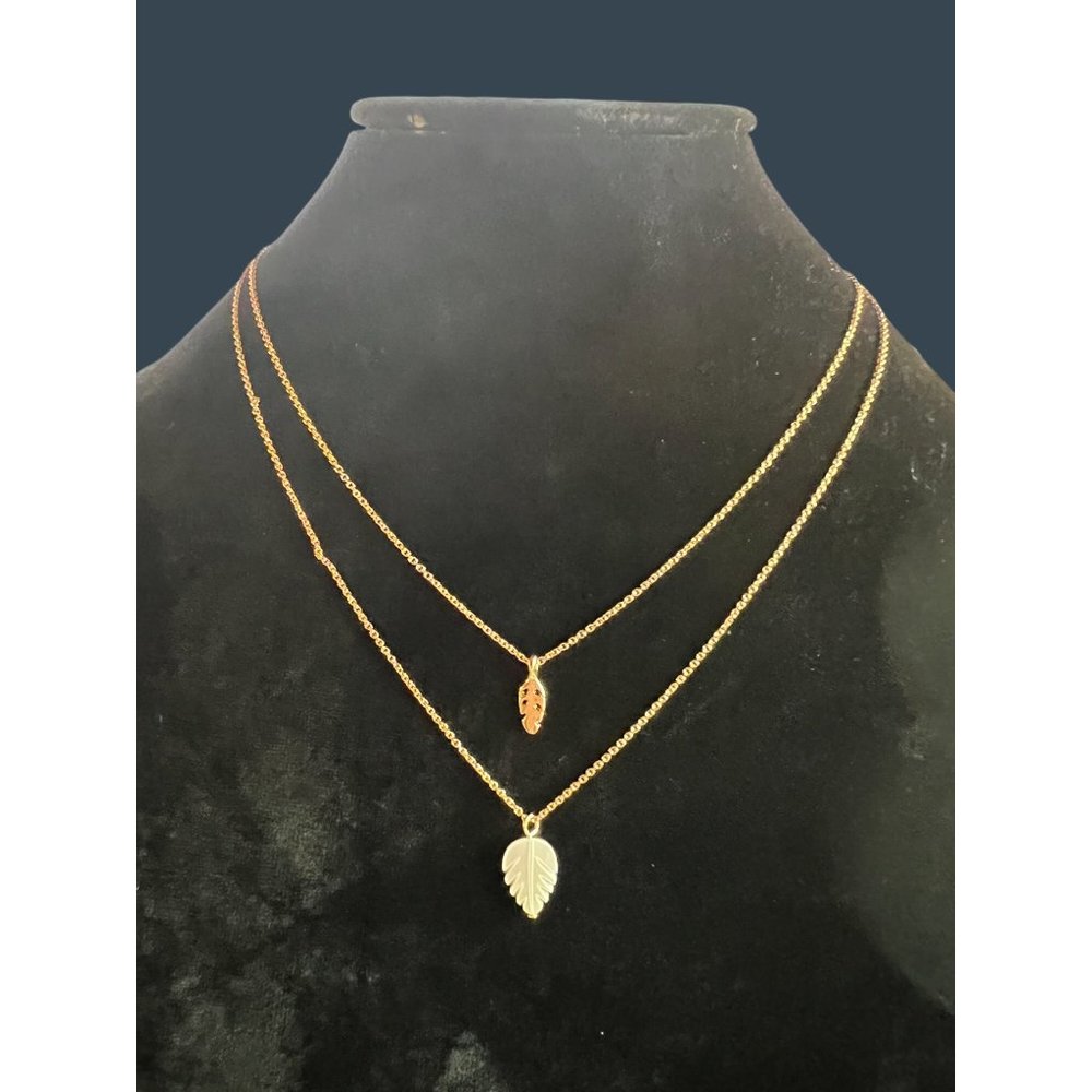 GH Bass Co Necklace Leaf Double Strand Layered Adjustable - Picture 2 of 11